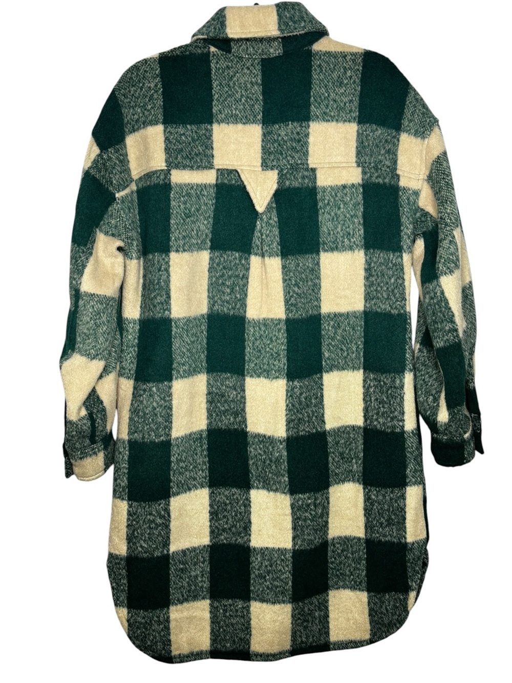 Avec Les Filles Relaxed Longline Buffalo Emerald Oversize Plaid Shacket Coat Med - Picture 5 of 11
